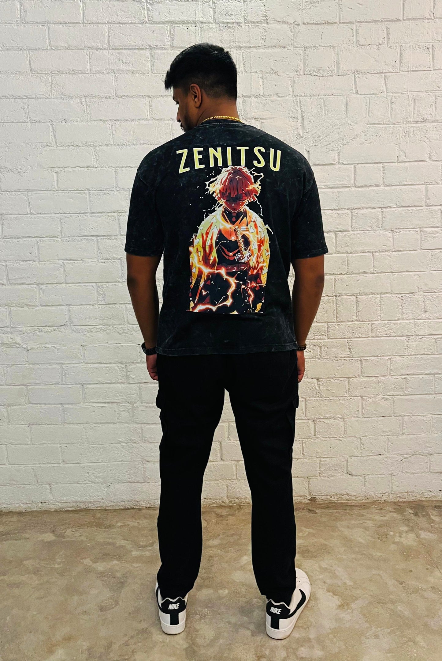 Oversized Acid Washed T-Shirt: Zenitsu