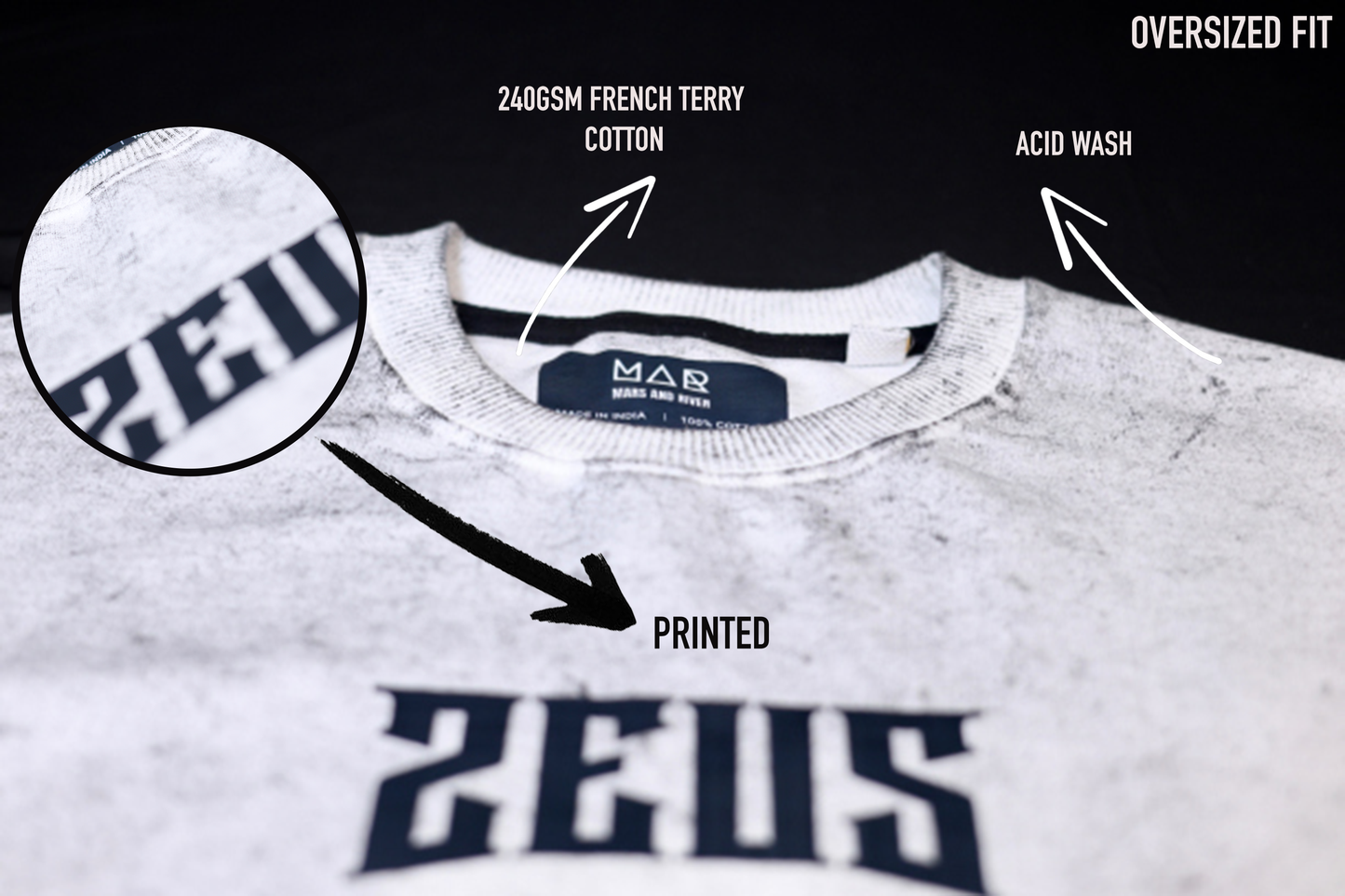 Oversized Acid Washed T-Shirt: Zeus
