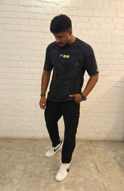 Oversized Acid Washed T-Shirt: Zenitsu