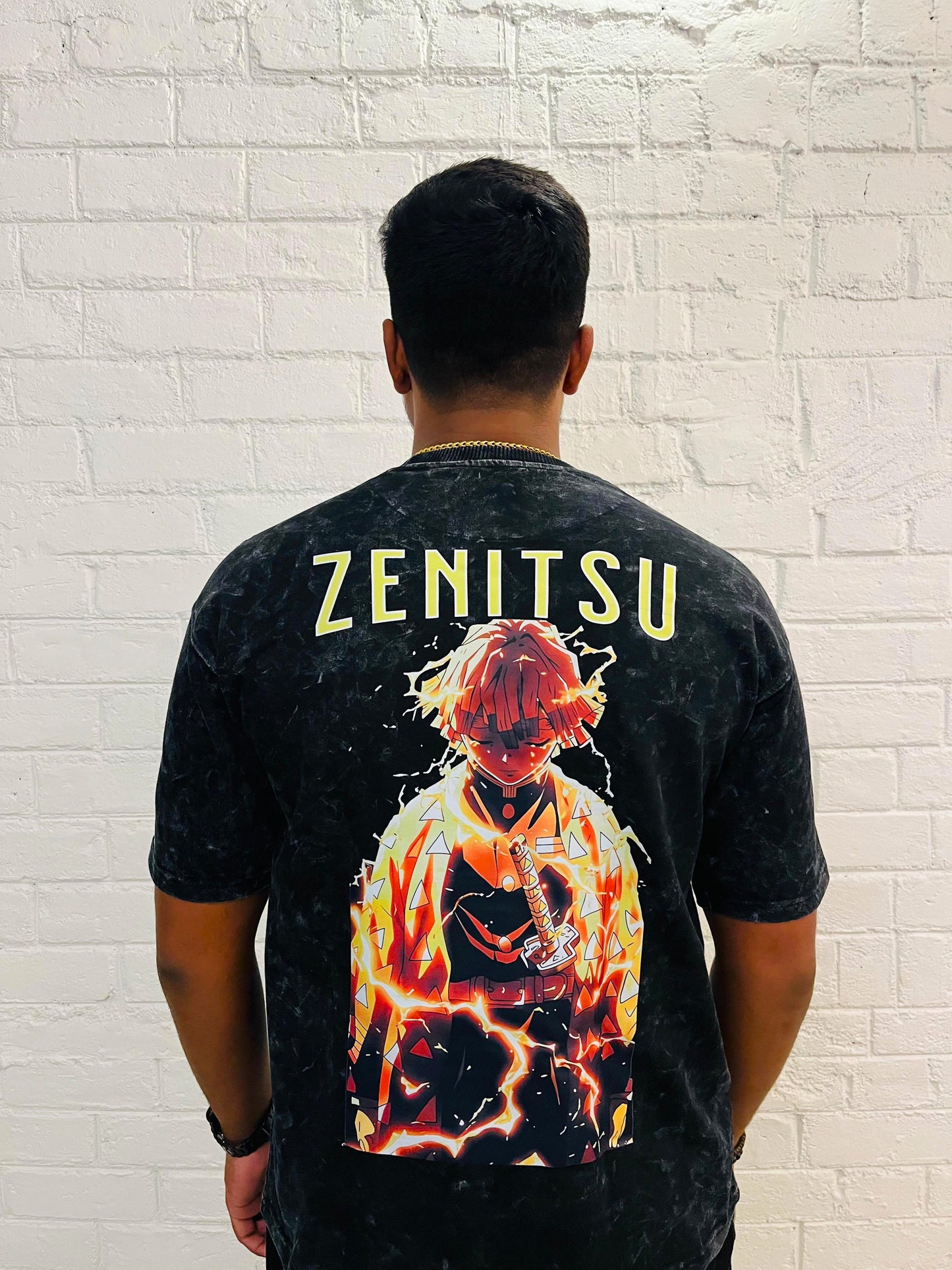 Oversized Acid Washed T-Shirt: Zenitsu
