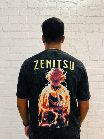 Oversized Acid Washed T-Shirt: Zenitsu