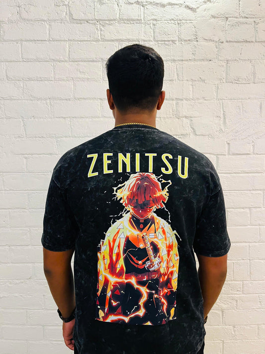 Oversized Acid Washed T-Shirt: Zenitsu